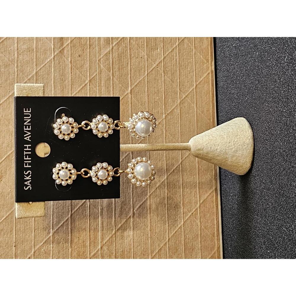Elegant Pearl Drop Earrings by Saks Fifth Avenue